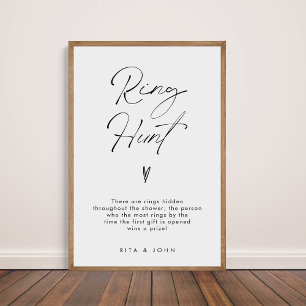 Modern Minimal Ring Hunt Bridal Shower Game Sign 