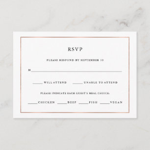 Modern Minimal   Rose Gold Border Meal Choice RSVP