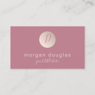 Modern minimal rose gold pink monogram business card