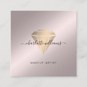 Modern Minimal Rosegold-Gold Diamant Salon Square Business Card