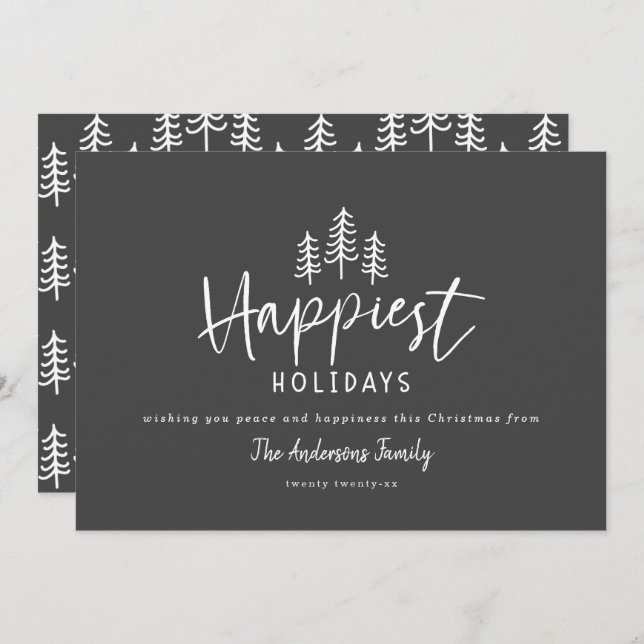 Modern minimal rustic farmhouse Christmas happy Holiday Card (Front/Back)