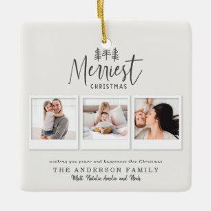 modern minimal rustic multi photo  ceramic ornament