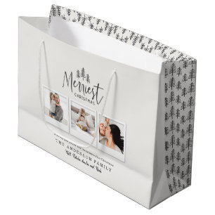 modern minimal rustic multi photo large gift bag
