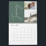Modern minimal sage green 2 photo family elegant calendar<br><div class="desc">Modern minimal sage green multi photo 2 photograph per month family calendar. A stylish bold way to show your family photographs.sage</div>