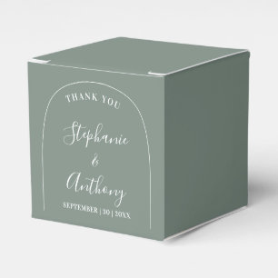 Modern Minimal Sage Green and White Arch Thank You Favour Box