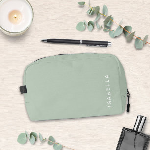 Modern Minimal Sage Green Personalised Name Dopp Kit