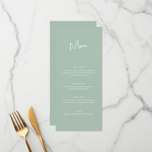 Modern Minimal Sage Green Script Wedding Menu