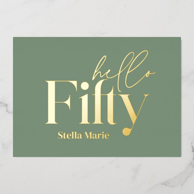 Modern minimal sage green simple 50th birthday (Front)