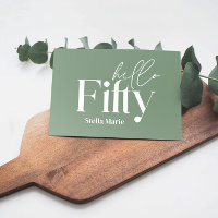 Modern minimal sage green simple 50th birthday