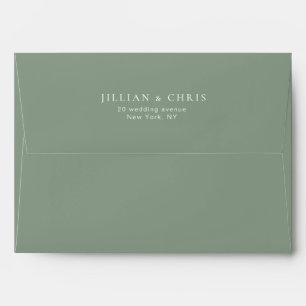 modern minimal sage green wedding envelope