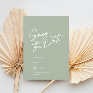 Modern Minimal Sage Green Wedding Save The Date