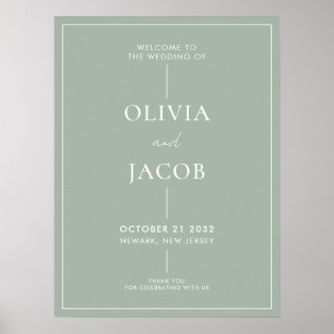 Modern Minimal Sage Green Wedding Welcome Sign