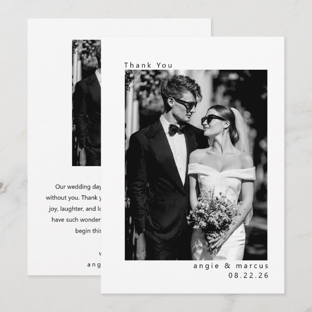 Modern Minimal Save the Date Thank You Card (Front/Back)