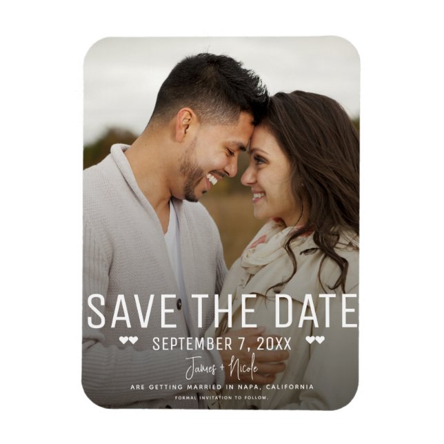Modern Minimal Save the Date Wedding Photo Magnet (Vertical)