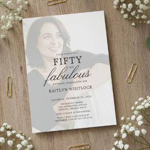 Modern Minimal Script 50th Birthday Party Invitation