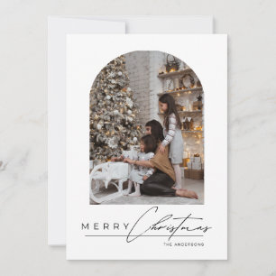 Modern Minimal Script Arch Family Photo Christmas Holiday Card