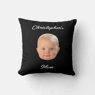 Modern Minimal Script Baby Face Photo Mum Gift Cushion
