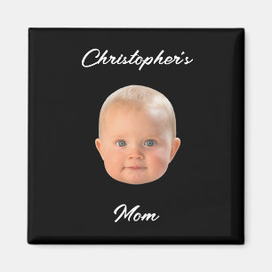 Modern Minimal Script Baby Face Photo Mum Gift Magnet