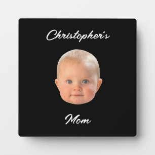 Modern Minimal Script Baby Face Photo Mum Gift  Plaque