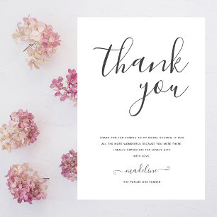 Modern Minimal Script Bridal Shower Thank You Card