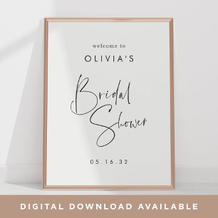Modern Minimal Script Bridal Shower Welcome Sign