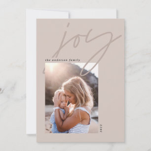 modern minimal script calligraphy joy1 photo holiday card