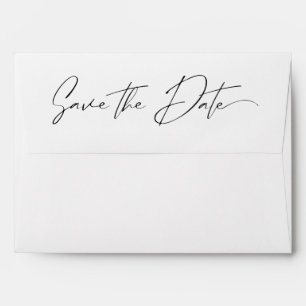 Modern Minimal Script Calligraphy Save the Date Envelope