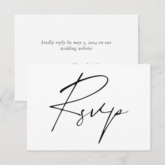 Modern Minimal Script Calligraphy Wedding Online RSVP Card (Front/Back)