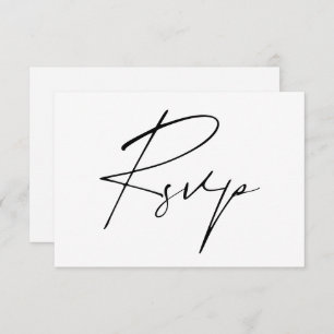 Modern Minimal Script Calligraphy Wedding  RSVP Card