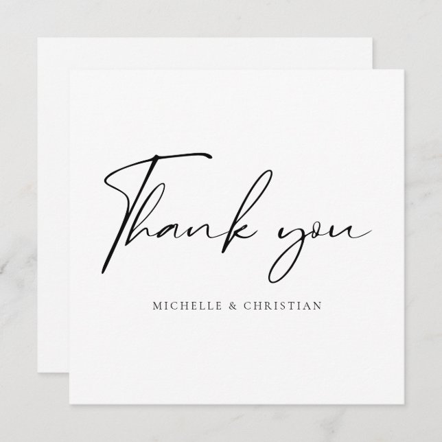 Modern Minimal Script Calligraphy Wedding Thank You Card (Front/Back)