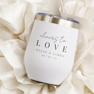 Modern Minimal Script Cheers to Love Wedding Favou