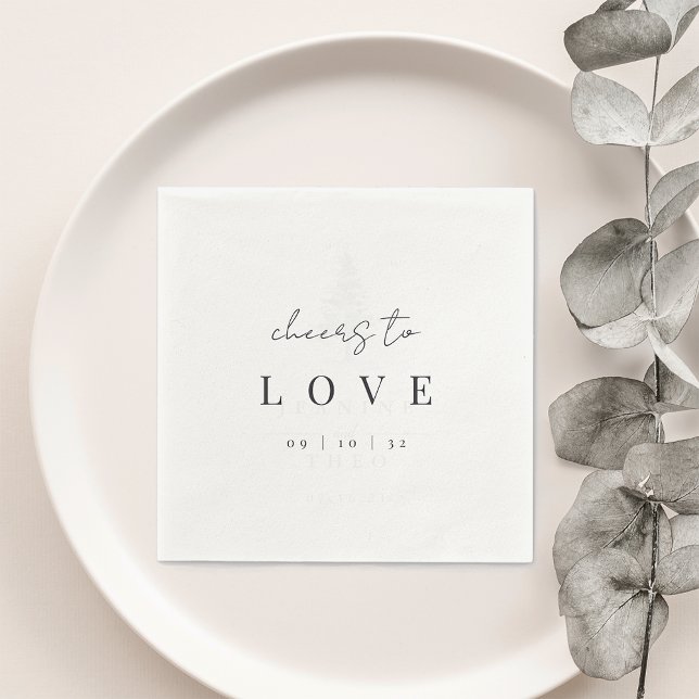 Modern Minimal Script Cheers to Love Wedding Napkin (Creator Uploaded)