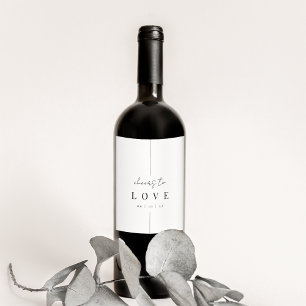 Modern Minimal Script Cheers to Love Wedding Wine Label