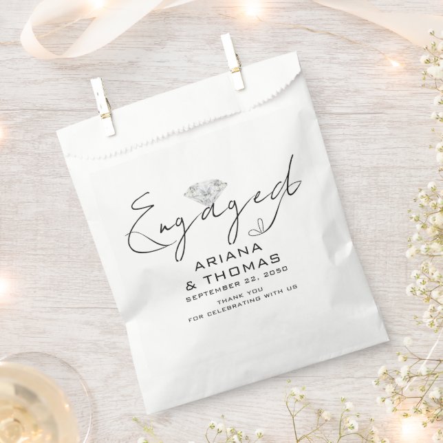 Modern Minimal Script Engagement Party Favour Bags (Clipped)
