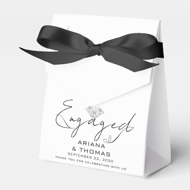 Modern Minimal Script Engagement Party Favour Box (Front Side)