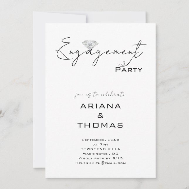 Modern Minimal Script Engagement Party Invitation (Front)