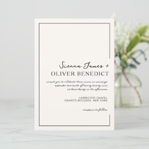 Modern Minimal Script Frame Wedding Invitation