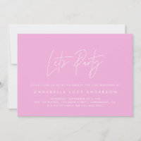 Modern minimal script geometric pink birthday