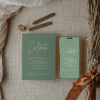 Modern minimal script geometric sage green