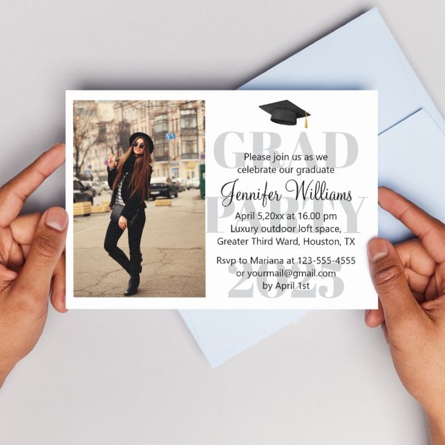modern minimal script grad party 2025 photo invitation (Creator Uploaded)