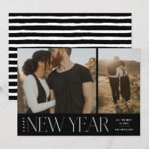 Modern Minimal Script Happy New Year Photo Holiday