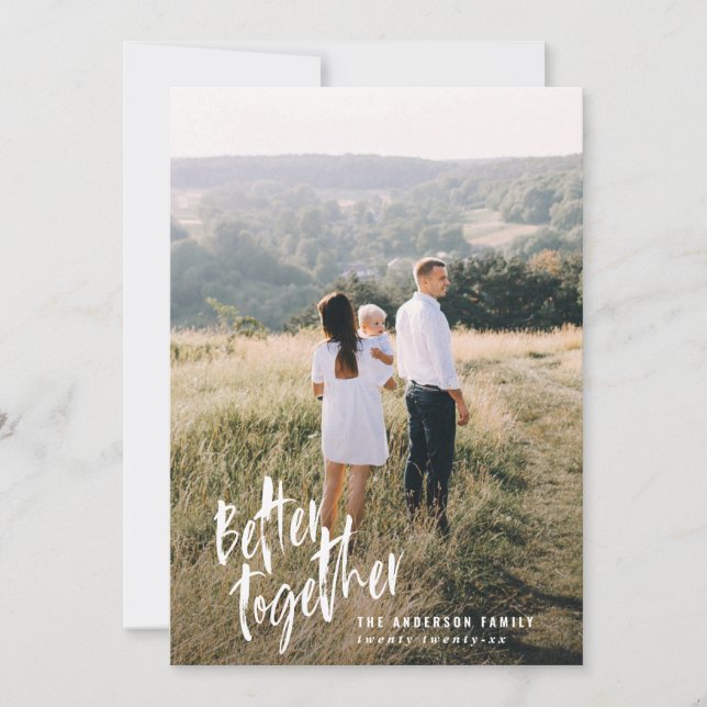 Modern minimal script holiday photo card (Front)