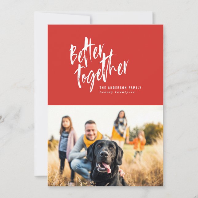 Modern minimal script holiday photo card (Front)