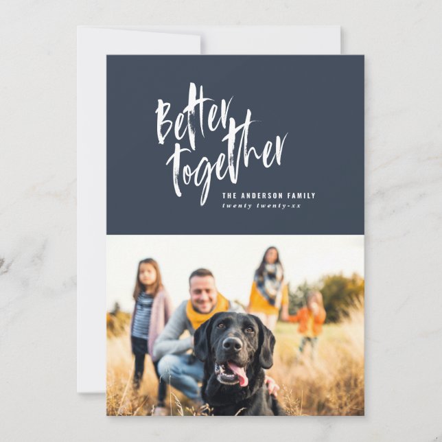 Modern minimal script holiday photo card (Front)