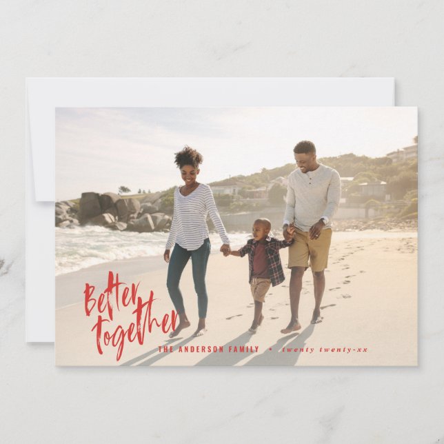 Modern minimal script holiday photo card (Front)