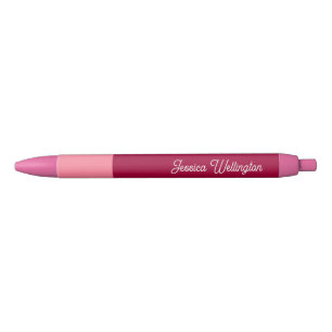 Modern Minimal Script Hot Pink Girly Name Black Ink Pen