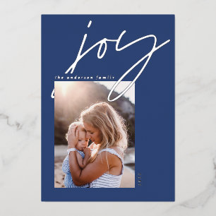 modern minimal script joy 1 photo blue elegant