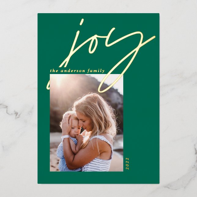 modern minimal script joy 1 photo green elegant (Front)