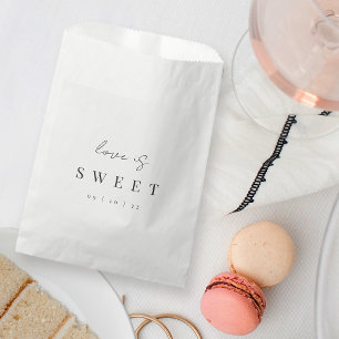 Modern Minimal Script Love is Sweet Wedding Favour Bags