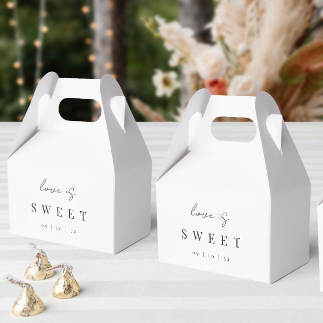 Modern Minimal Script Love is Sweet Wedding Favour Box (Creator Uploaded)